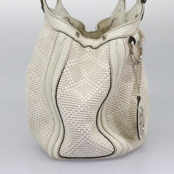 GUCCI Hand Bag Raffia Silver White Auth - Picture 4 of 16